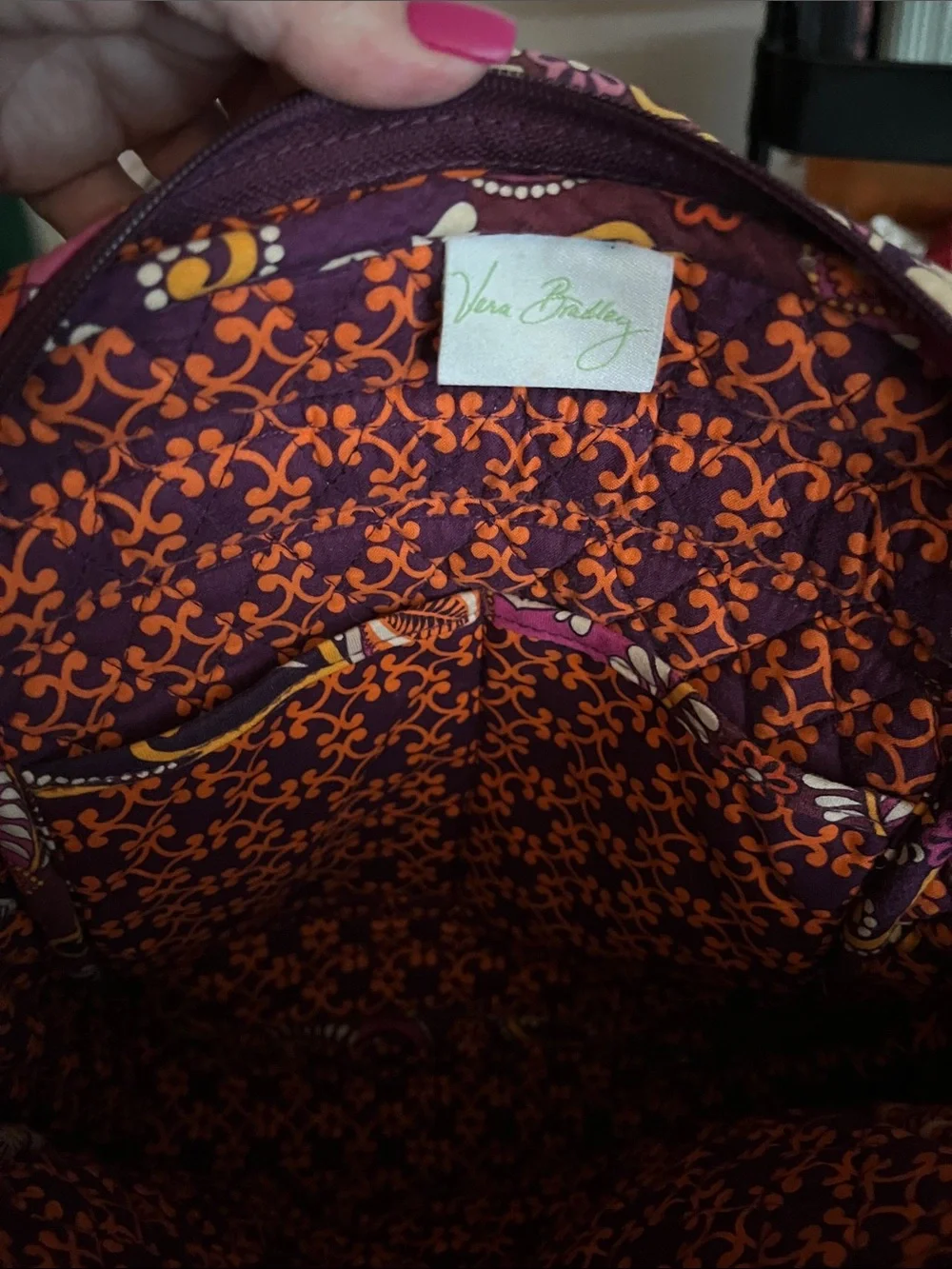 Vera Bradley Purple Floral Paisley Quilted Smaller Backpack